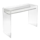 Scrivania in Plexiglass Trasparente con Ripiano in Legno di Design - Carducci Viadurini