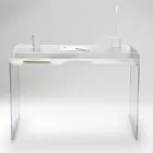 Scrivania in Plexiglass Trasparente con Ripiano in Legno di Design - Carducci Viadurini