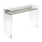 Scrivania in Plexiglass Trasparente con Ripiano in Legno di Design - Carducci Viadurini