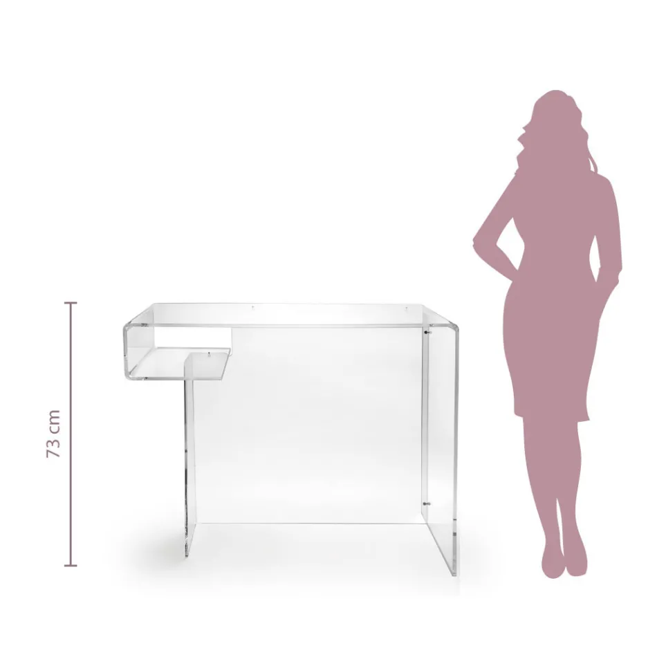 Scrivania in Plexiglass Trasparente con Ripiano Made in Italy - Studiorum Viadurini