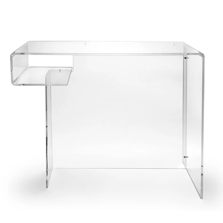 Scrivania in Plexiglass Trasparente con Ripiano Made in Italy - Studiorum Viadurini