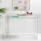 Scrivania moderna in plexiglass trasparente prodotta in Italia, Barga Viadurini