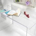 Scrivania moderna in plexiglass trasparente prodotta in Italia, Barga Viadurini