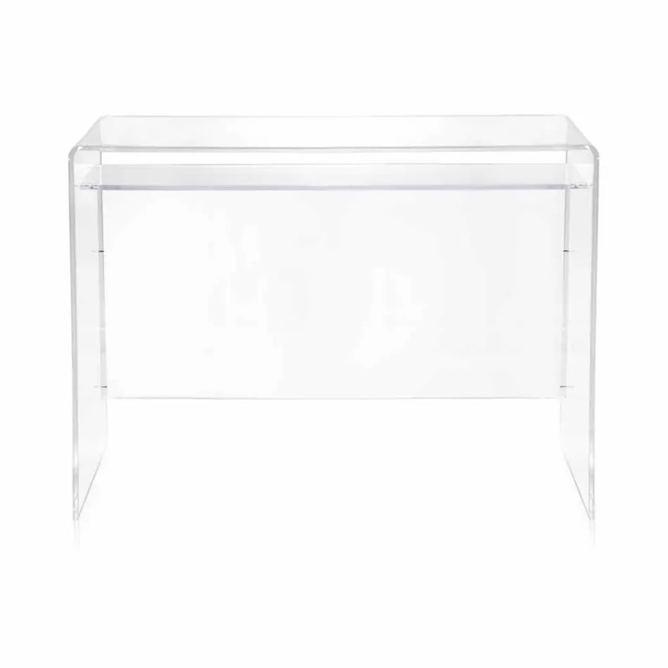 Scrivania moderna in plexiglass trasparente prodotta in Italia, Barga Viadurini