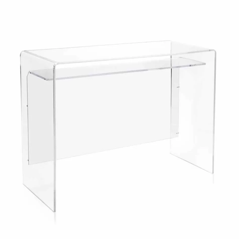 Scrivania moderna in plexiglass trasparente prodotta in Italia, Barga Viadurini