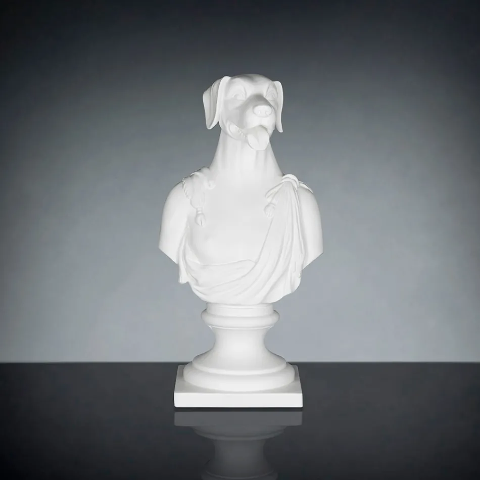 Scultura in ceramica artigianale Bianca 100% Made in Italy Fabas 1 Viadurini