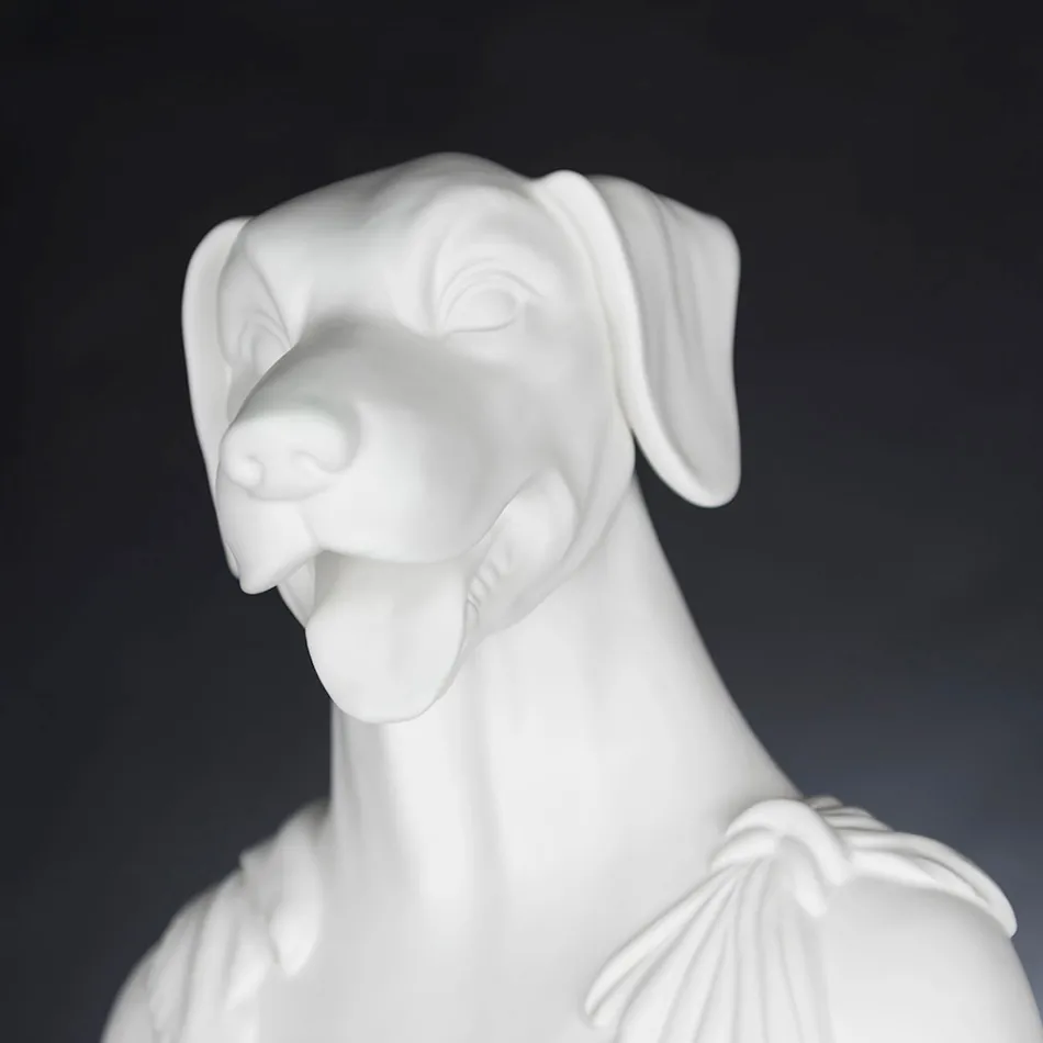 Scultura in ceramica artigianale Bianca 100% Made in Italy Fabas 1 Viadurini