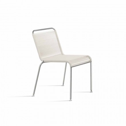 Sedia Bianca di Design da Esterno in Acciaio e PVC Made in Italy - Madagascar Viadurini