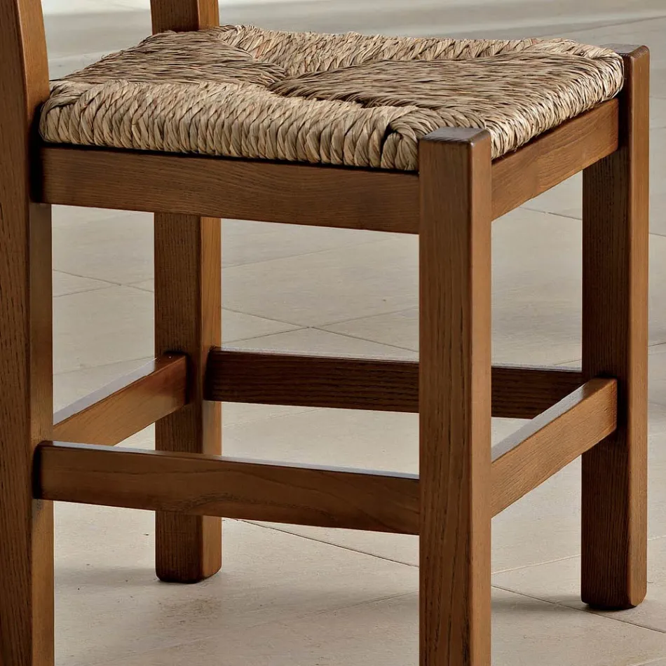 Sedia Classica da Cucina in Legno Seduta in Paglia Made in Italy - Lavinia Viadurini