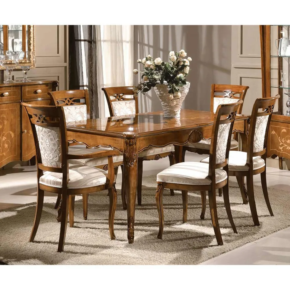 Sedia Classica Imbottita in Legno Noce o Bianco Made in Italy - Caligola Viadurini