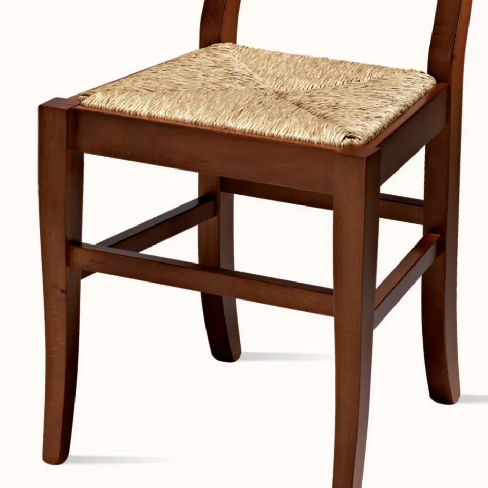 Sedia Classica in Legno di Faggio e Paglia Design Made in Italy - Claudie Viadurini