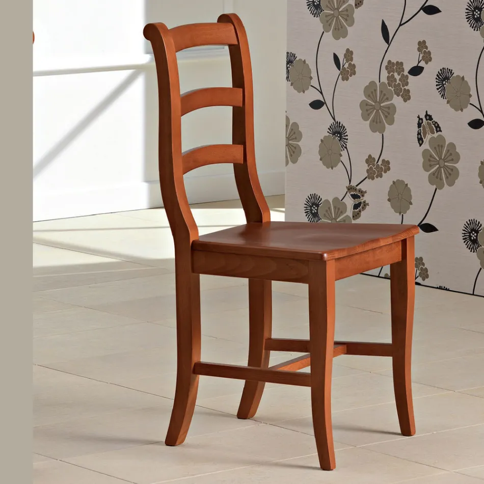 Sedia Classica in Legno Massello di Faggio di Design Italiano - Baptiste Viadurini