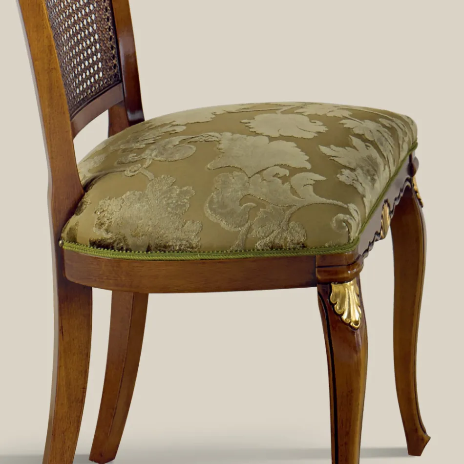 Sedia Classica in Legno Noce con Seduta Imbottita Made in Italy - Baroque Viadurini