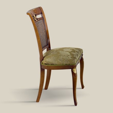 Sedia Classica in Legno Noce con Seduta Imbottita Made in Italy - Baroque Viadurini