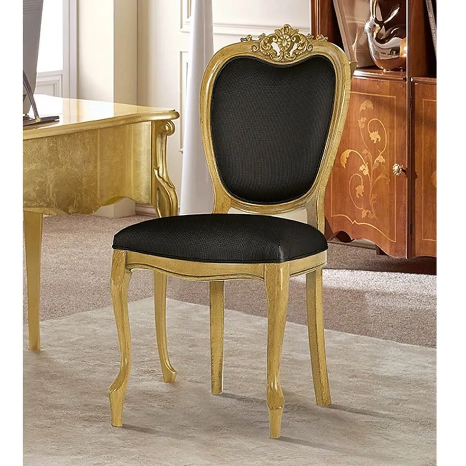Sedia Classica in Legno Noce o Oro Imbottita Made in Italy - Imperator Viadurini
