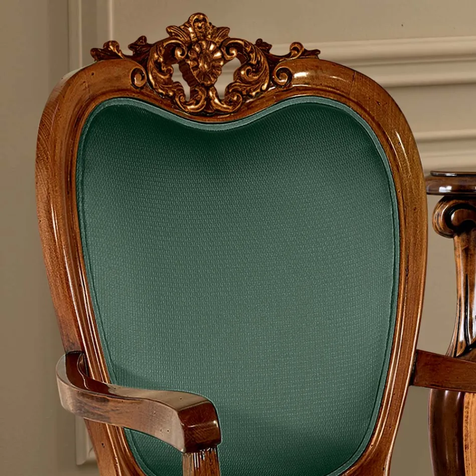 Sedia Classica in Legno Noce o Oro Imbottita Made in Italy - Imperator Viadurini