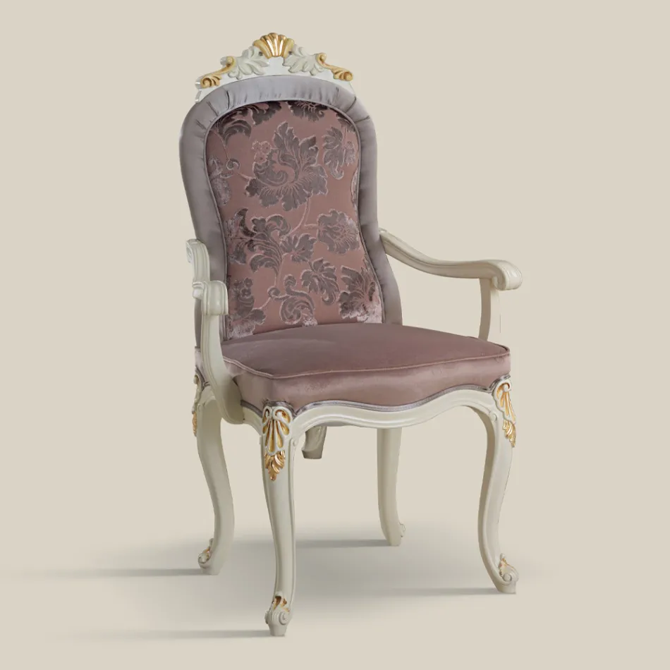 Sedia Classica Legno Bianco e Tessuto Imbottito Made in Italy - Baroque Viadurini