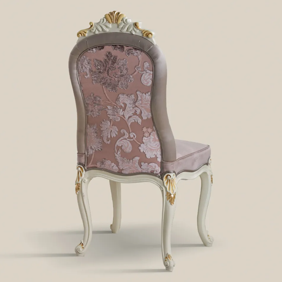 Sedia Classica Legno Bianco e Tessuto Imbottito Made in Italy - Baroque Viadurini