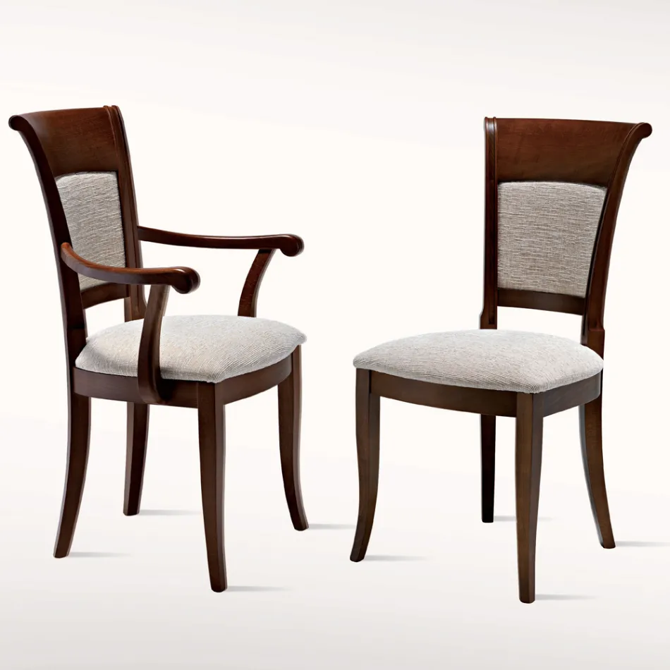 Sedia Classica Legno di Faggio e Tessuto Design Elegante Italiano - Murray Viadurini