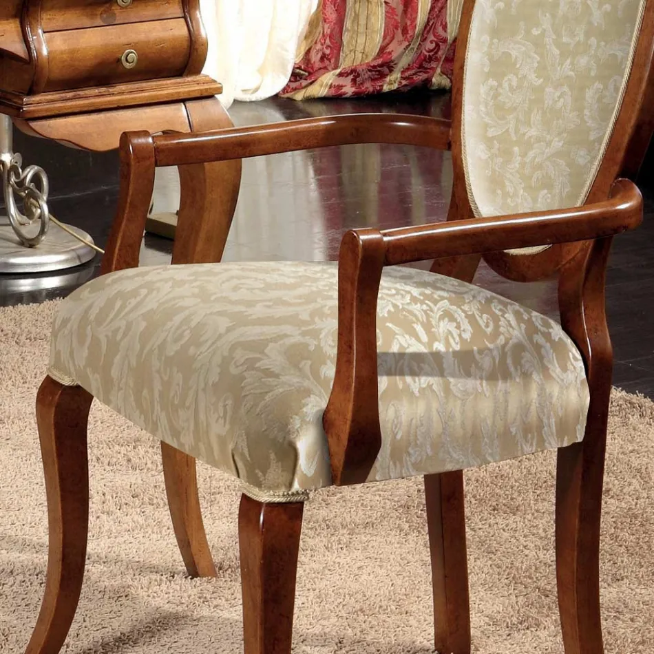 Sedia Classica Legno e Tessuto Con o Senza Braccioli Made in Italy - Ellie Viadurini