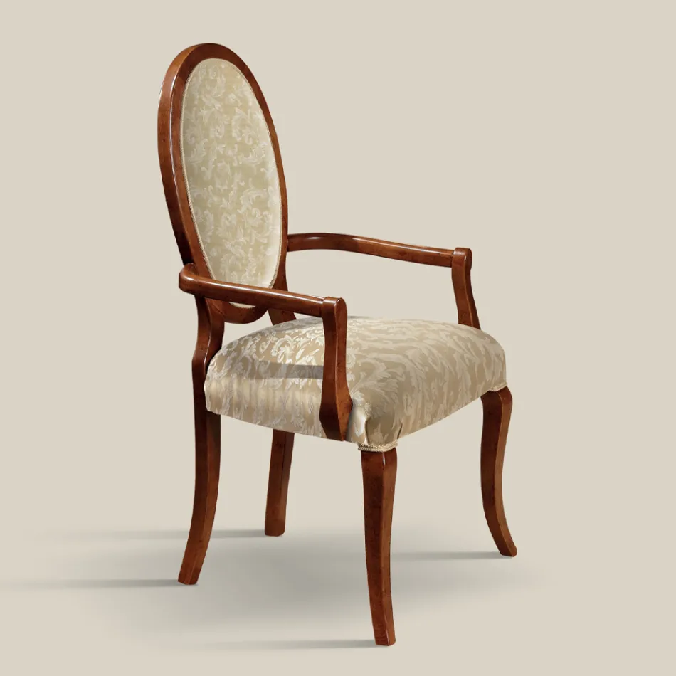 Sedia Classica Legno e Tessuto Con o Senza Braccioli Made in Italy - Ellie Viadurini