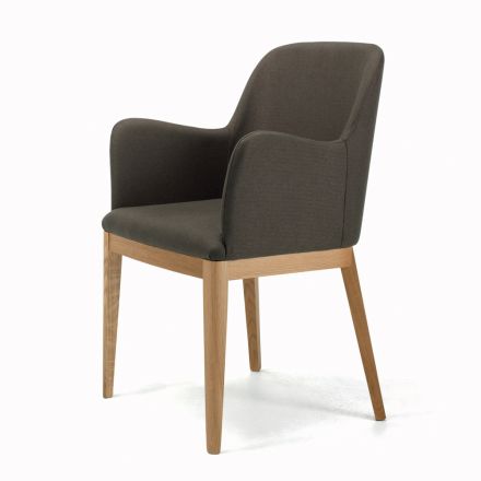 Sedia con Braccioli con Gambe in Legno e Seduta Imbottita Made in Italy - Bari Viadurini