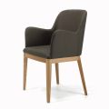 Sedia con Braccioli con Gambe in Legno e Seduta Imbottita Made in Italy - Bari