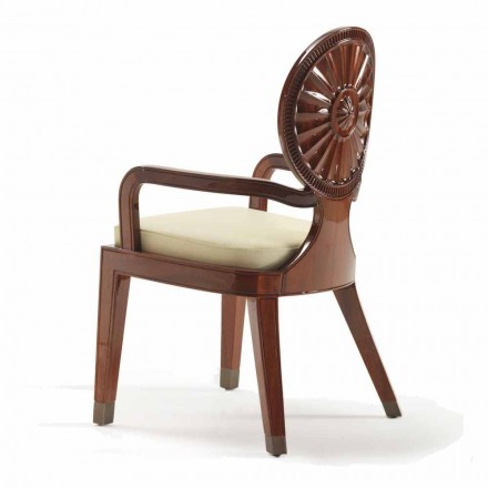 Sedia con braccioli imbottita in legno liscio Nicole, design di lusso Viadurini