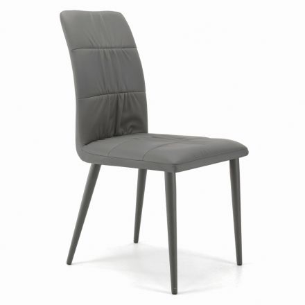 Sedia con Gambe in Acciaio Laccate e Seduta Rivestita Made in Italy - Brescia Viadurini
