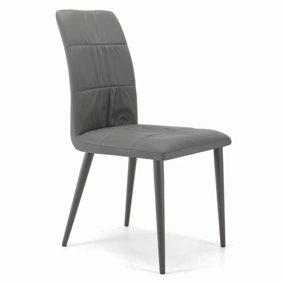 Sedia con Gambe in Acciaio Laccate e Seduta Rivestita Made in Italy - Brescia Viadurini