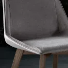 Sedia con Gambe in Legno e Seduta Monoscocca in Tessuto Made in Italy - Hinata Viadurini