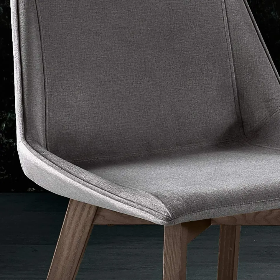 Sedia con Gambe in Legno e Seduta Monoscocca in Tessuto Made in Italy - Hinata Viadurini