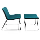 Sedia con Poggiapiedi in Tessuto Vulcano e Gambe in Metallo Made in Italy - Amane Viadurini