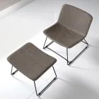 Sedia con Poggiapiedi in Tessuto Vulcano e Gambe in Metallo Made in Italy - Amane Viadurini