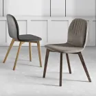 Sedia con Seduta in Monoscocca in Tessuto e Gambe in Legno Made in Italy - Nezoku Viadurini