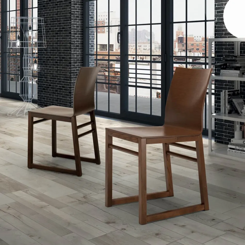 Sedia con Struttura in Frassino e Scocca in Rovere Made in Italy - Emilia Viadurini