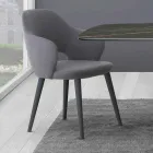 Sedia Cucina con Braccioli in Tessuto e Legno Realizzata in Italia - Marchesi Viadurini