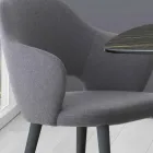 Sedia Cucina con Braccioli in Tessuto e Legno Realizzata in Italia - Marchesi Viadurini