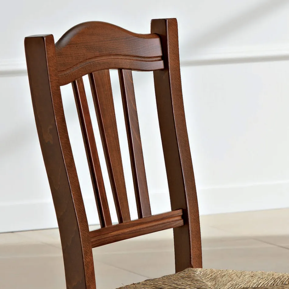 Sedia Cucina in Legno di Faggio e Paglia Design Classico Italiano - Hegel Viadurini