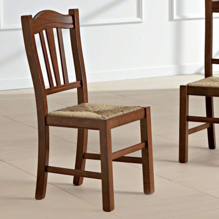 Sedia Cucina in Legno di Faggio e Paglia Design Classico Italiano - Hegel Viadurini