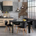 Sedia Cucina in Pelle Sintetica e Legno Massello 2 Pezzi - Fiorenzuola Viadurini