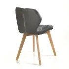 Sedia Cucina in Pelle Sintetica e Legno Massello 2 Pezzi - Fiorenzuola Viadurini