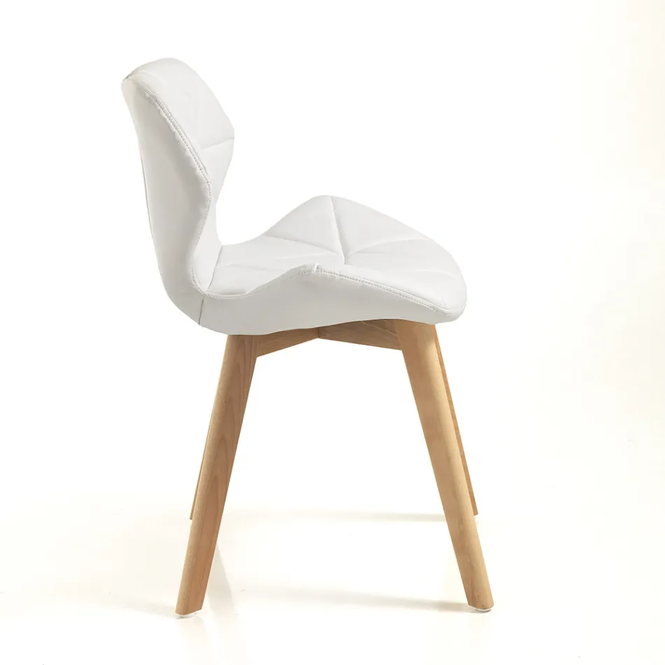 Sedia Cucina in Pelle Sintetica e Legno Massello 2 Pezzi - Fiorenzuola Viadurini