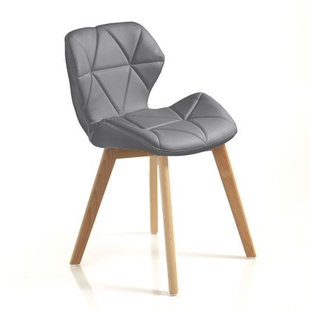 Sedia Cucina in Pelle Sintetica e Legno Massello 2 Pezzi - Fiorenzuola Viadurini