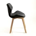 Sedia Cucina in Pelle Sintetica e Legno Massello 2 Pezzi - Fiorenzuola Viadurini
