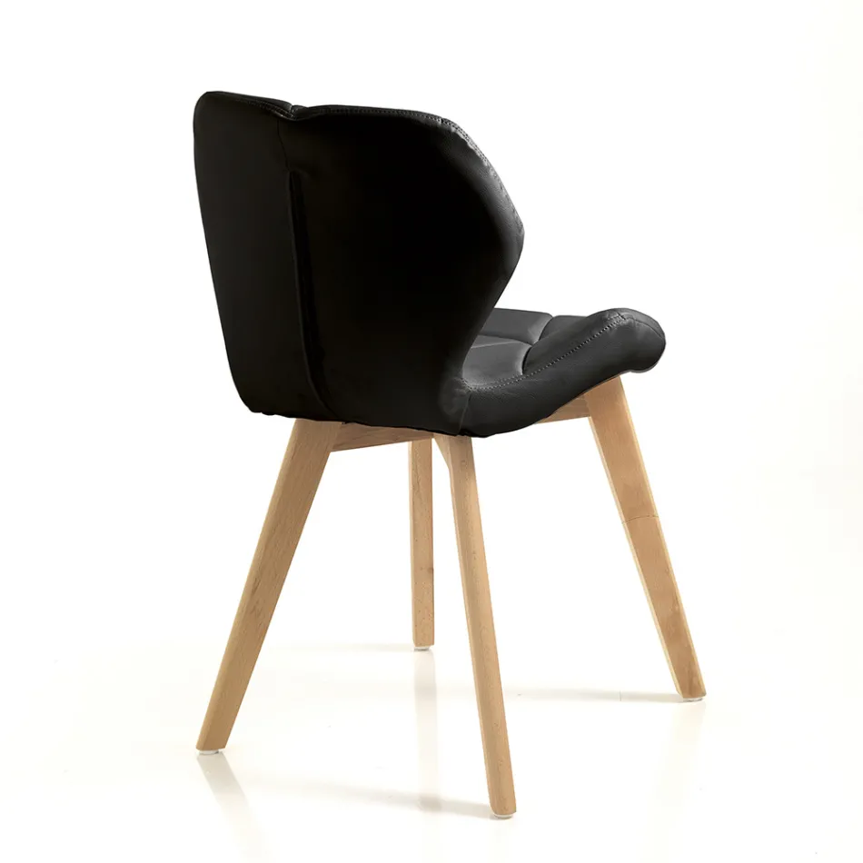 Sedia Cucina in Pelle Sintetica e Legno Massello 2 Pezzi - Fiorenzuola Viadurini