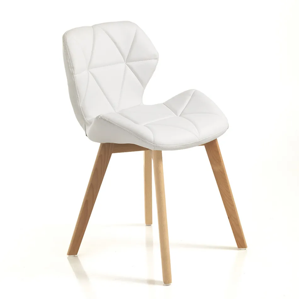Sedia Cucina in Pelle Sintetica e Legno Massello 2 Pezzi - Fiorenzuola Viadurini