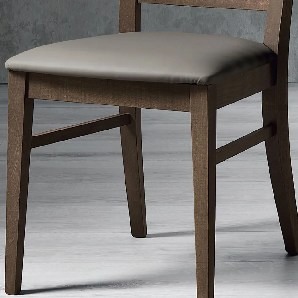 Sedia Cucina Legno Massello di Faggio e Ecopelle Design Italiano - Rosita Viadurini