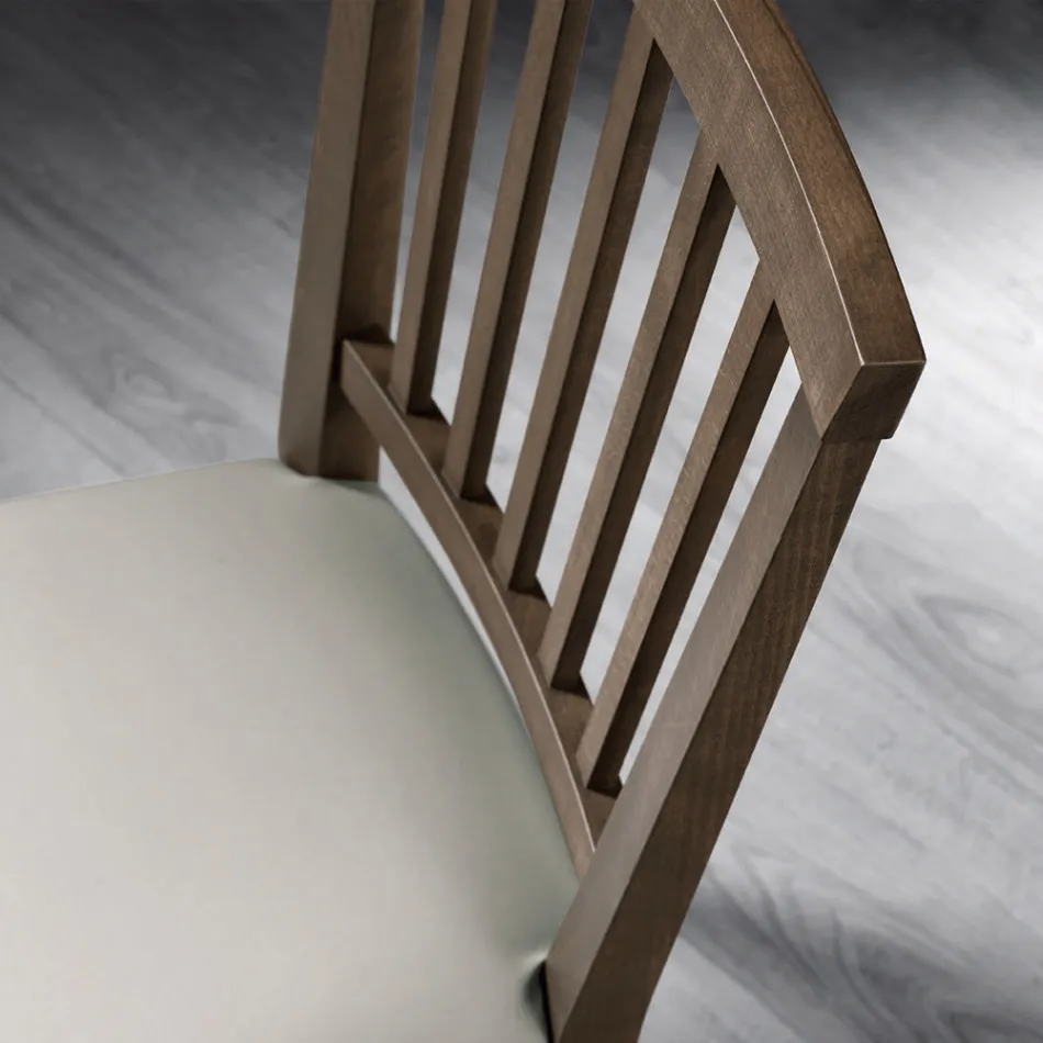 Sedia Cucina Legno Massello di Faggio e Ecopelle Design Italiano - Rosita Viadurini