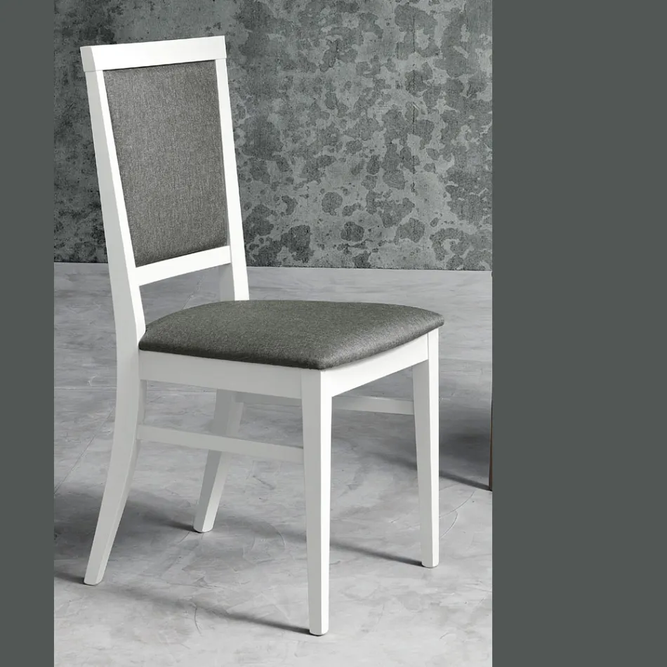 Sedia da Cucina Design in Legno di Faggio e Tessuto Stile Moderno - Taver Viadurini
